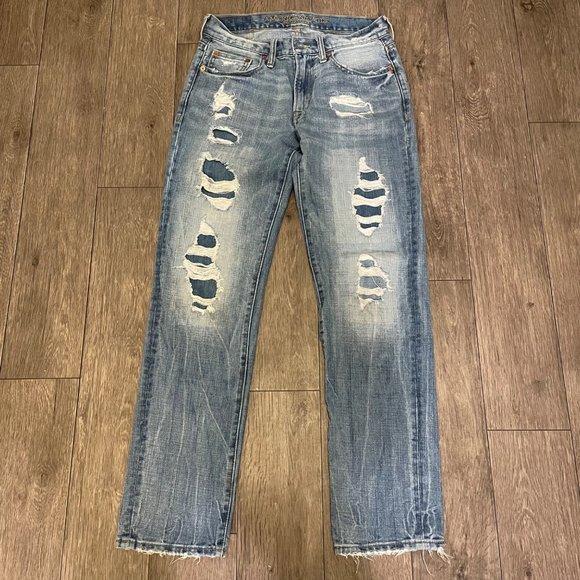 American Eagle Men's Jeans Size 28x32 Slim Starlight Distressed Blue Jeans Denim - Picture 1 of 8
